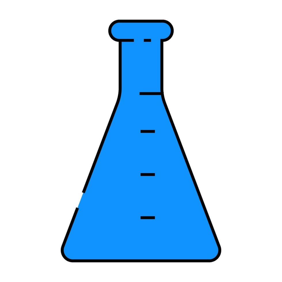 erlenmeyer flask chemical glassware lab icon color illustration vector