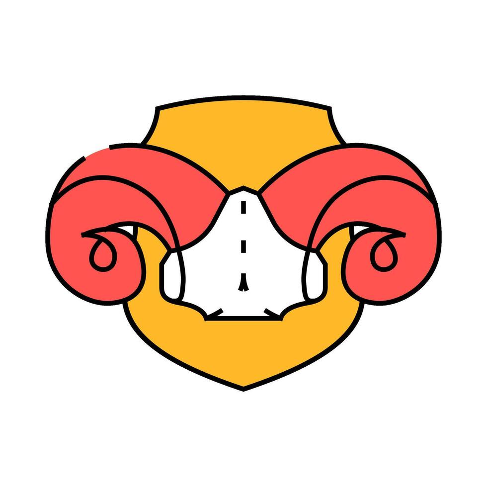 skull ram horn animal icon color illustration vector