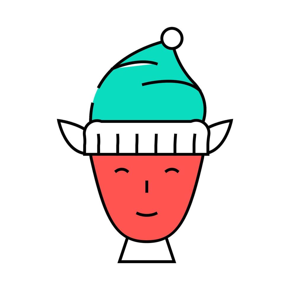 head elf christmas xmas icon color illustration vector
