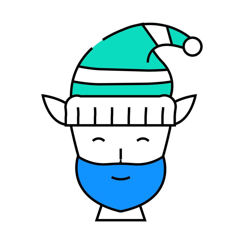 head elf cute xmas icon color illustration vector