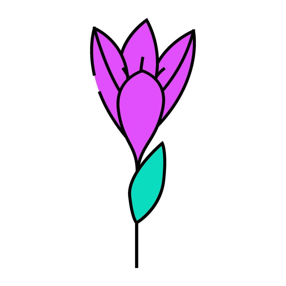 crocus flower spring icon color illustration vector