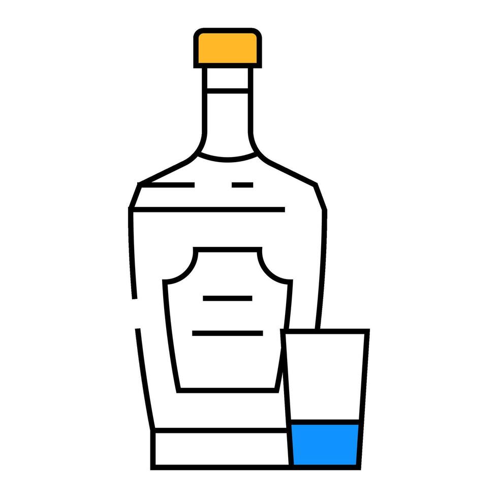 whiskey glass bottle icon color illustration vector