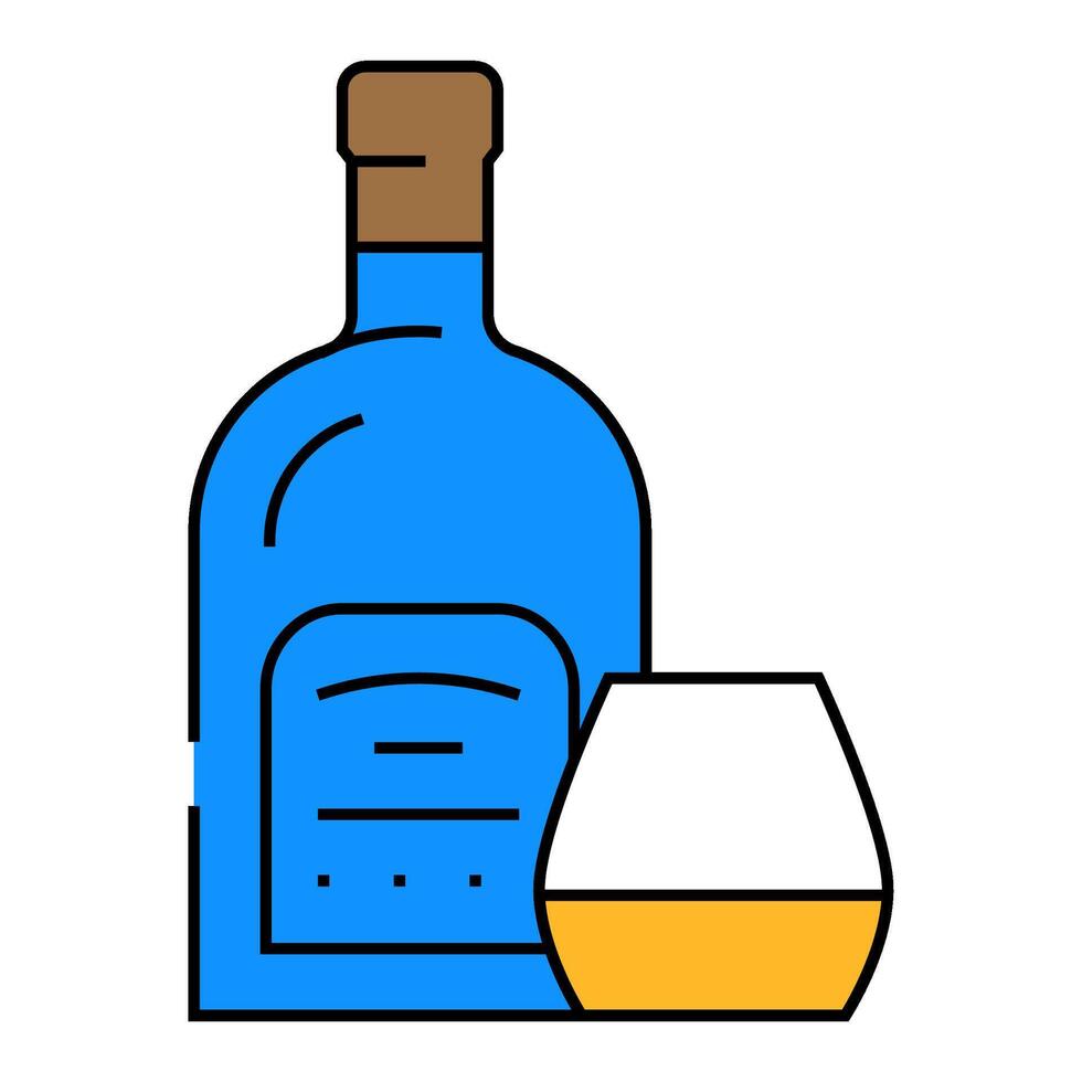 rum glass bottle icon color illustration vector
