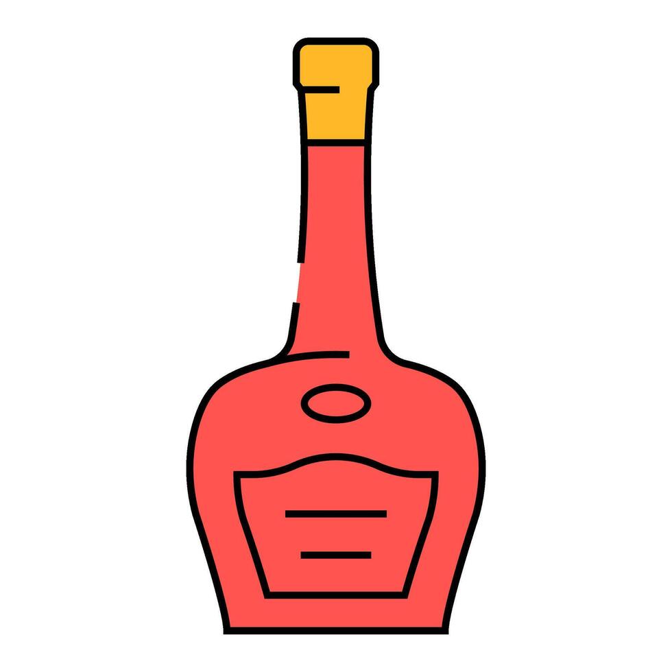 brandy glass bottle icon color illustration vector
