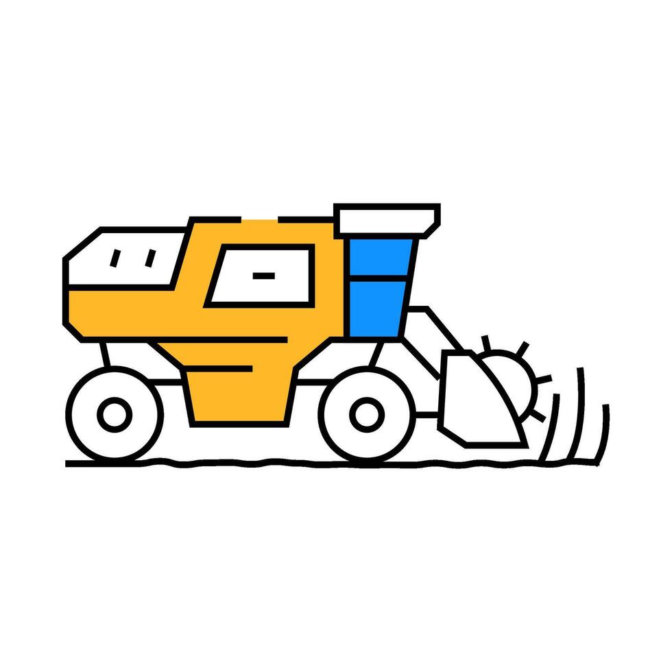harvester harvesting field wheat icon color illustration vector