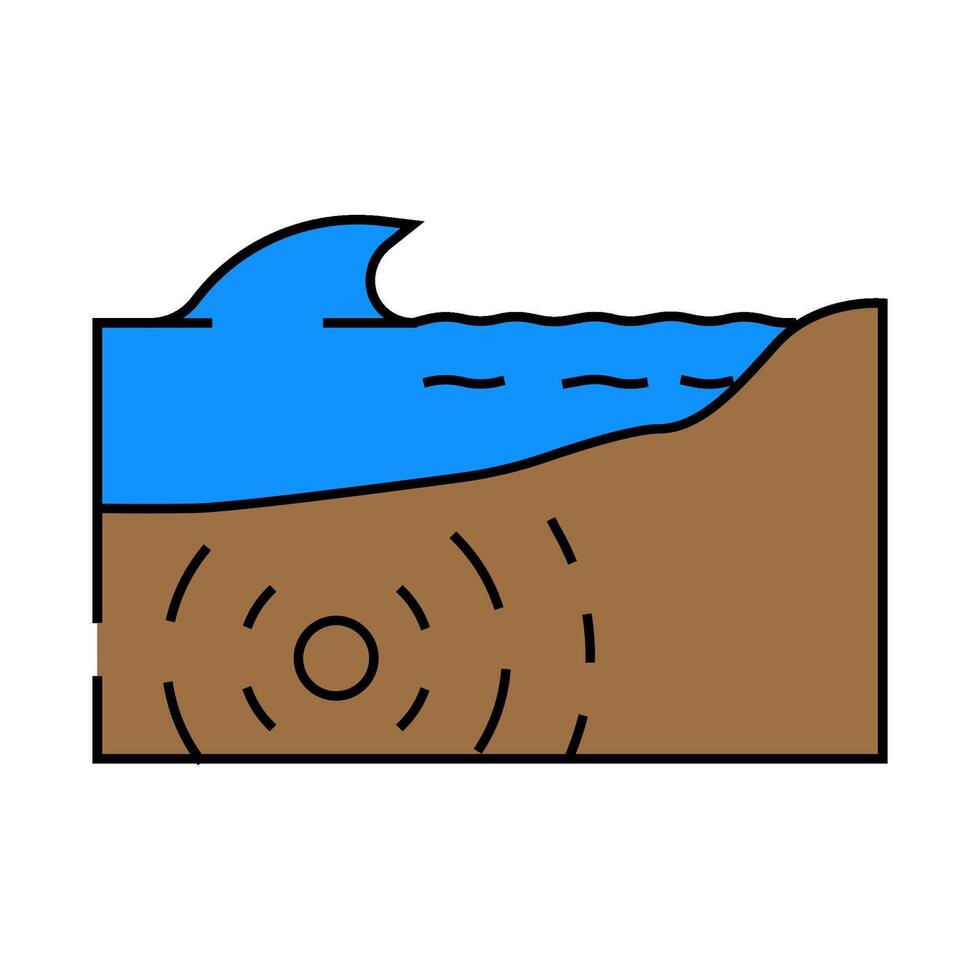 tsunami earthquake icon color illustration vector