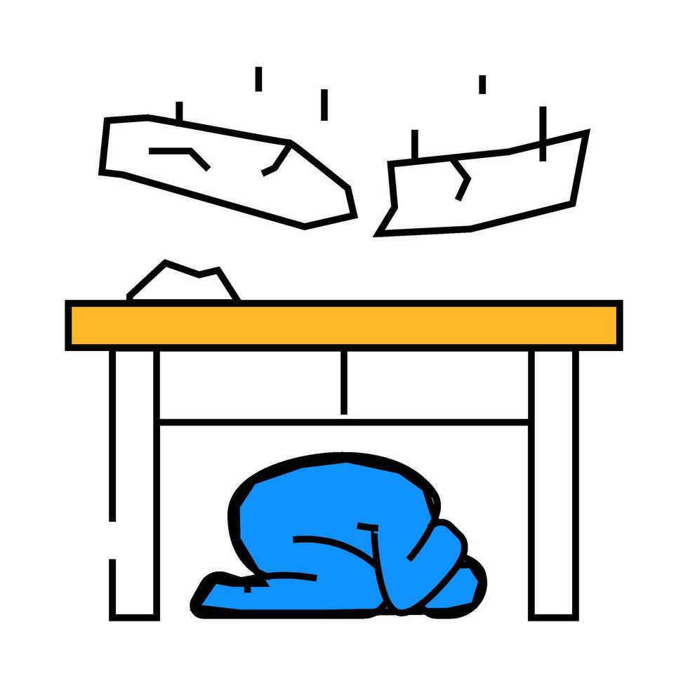 earthquake people safety icon color illustration vector