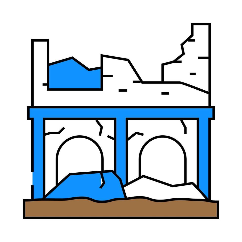 house earthquake destroyed icon color illustration vector