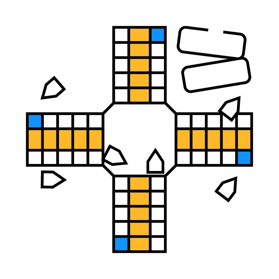 pachisi board and pieces icon color illustration vector
