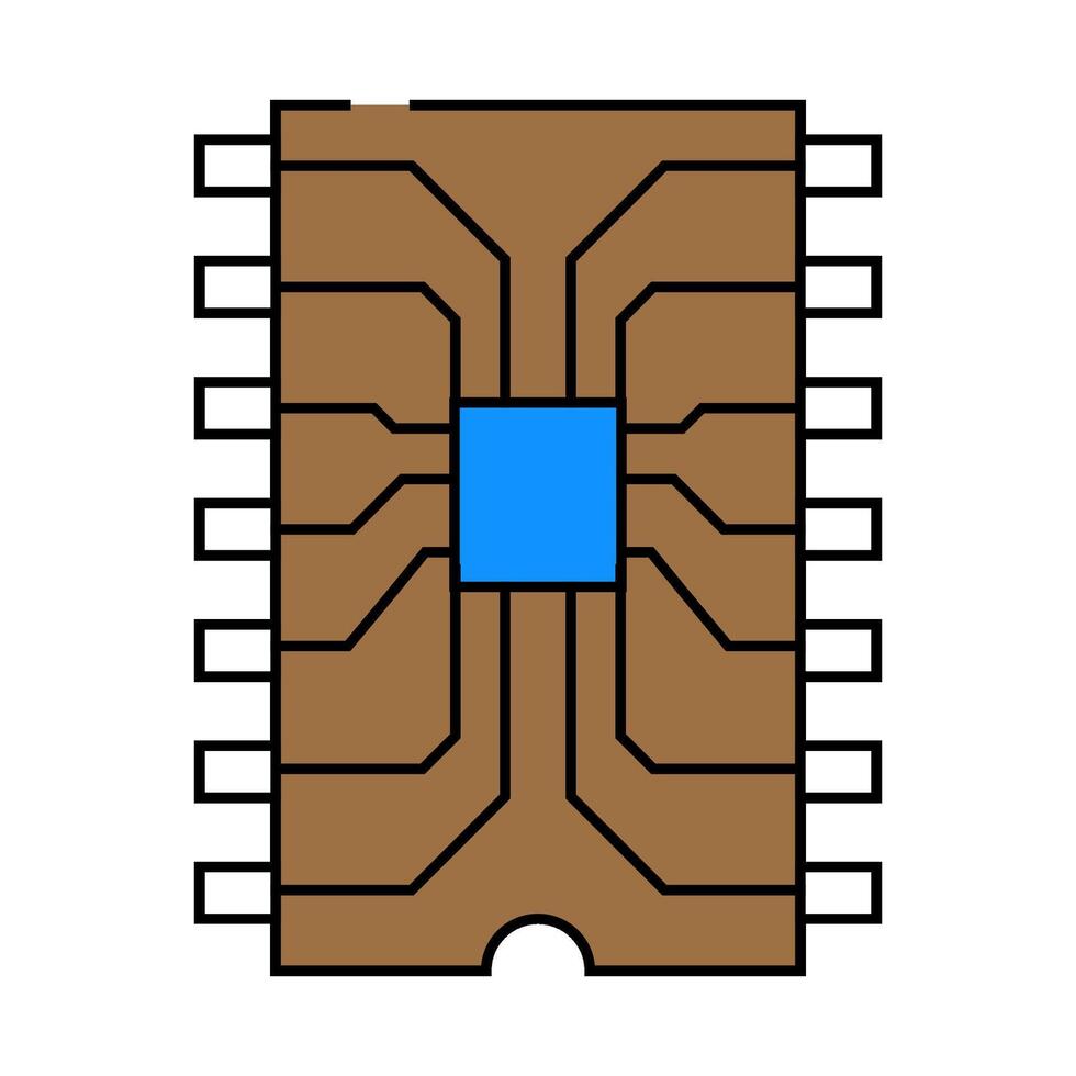 ic chip electronic component icon color illustration vector