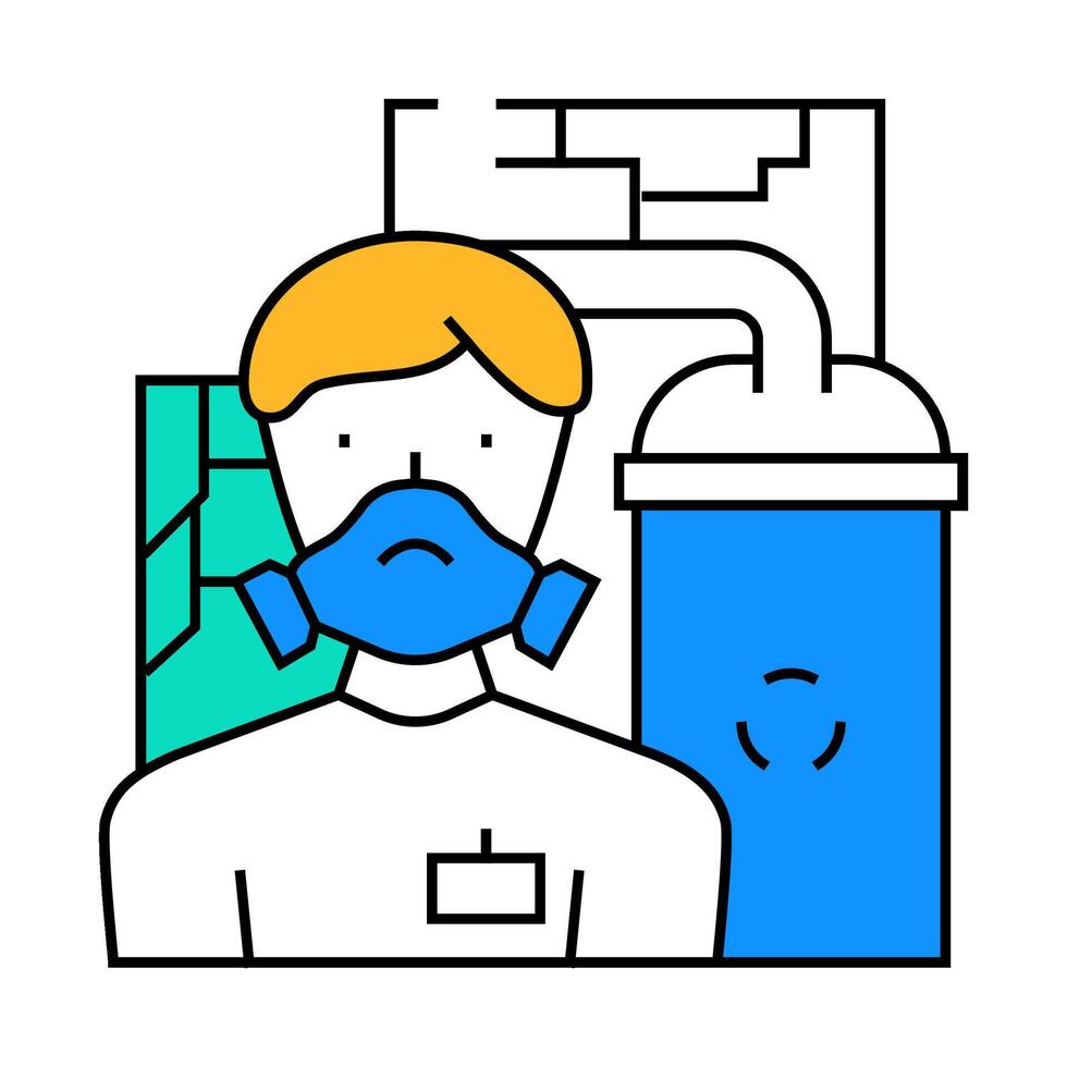 nuclear power plant worker energy icon color illustration vector
