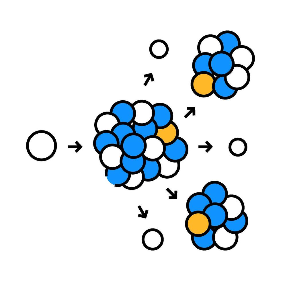 nuclear fission energy icon color illustration vector