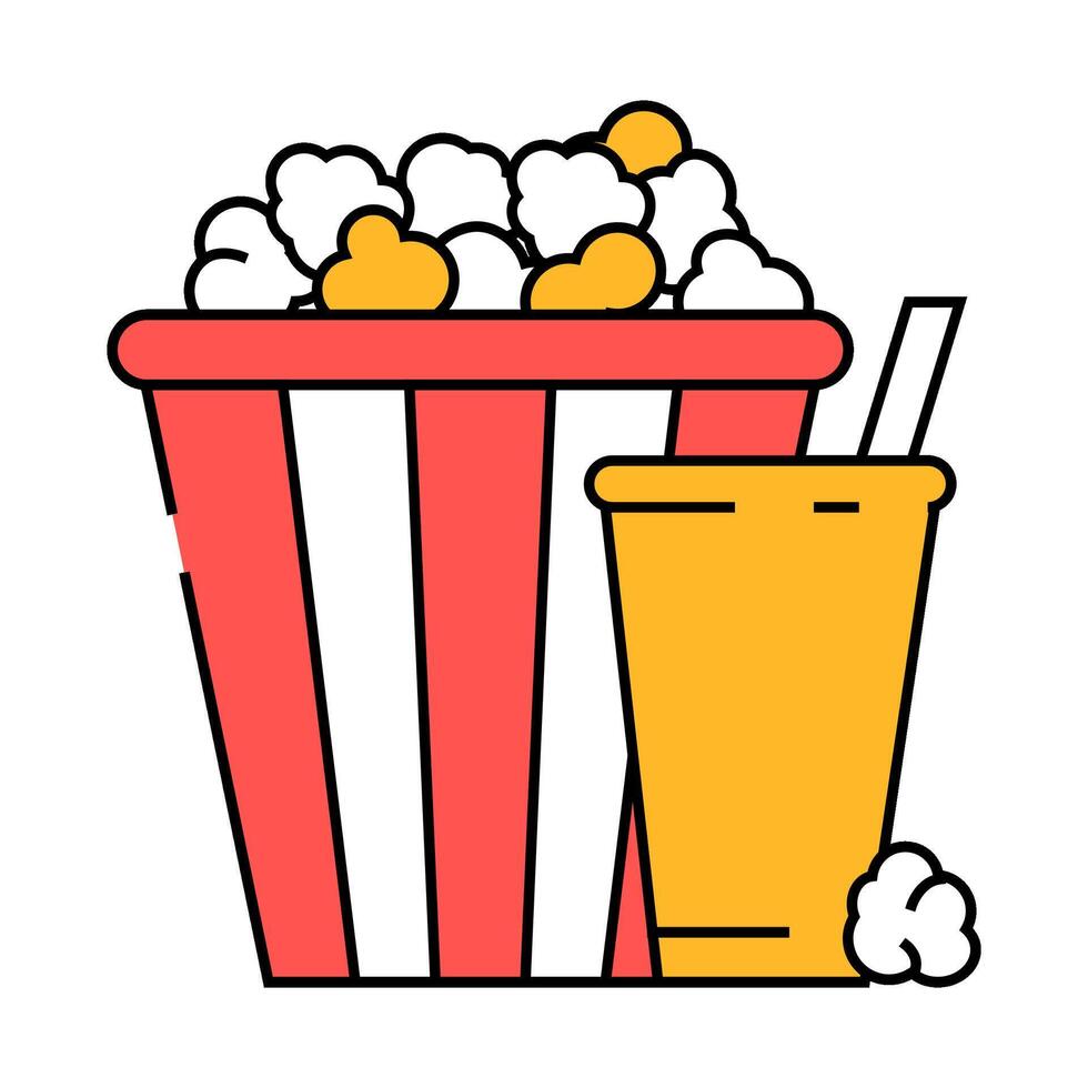 popcorn soda drink icon color illustration vector