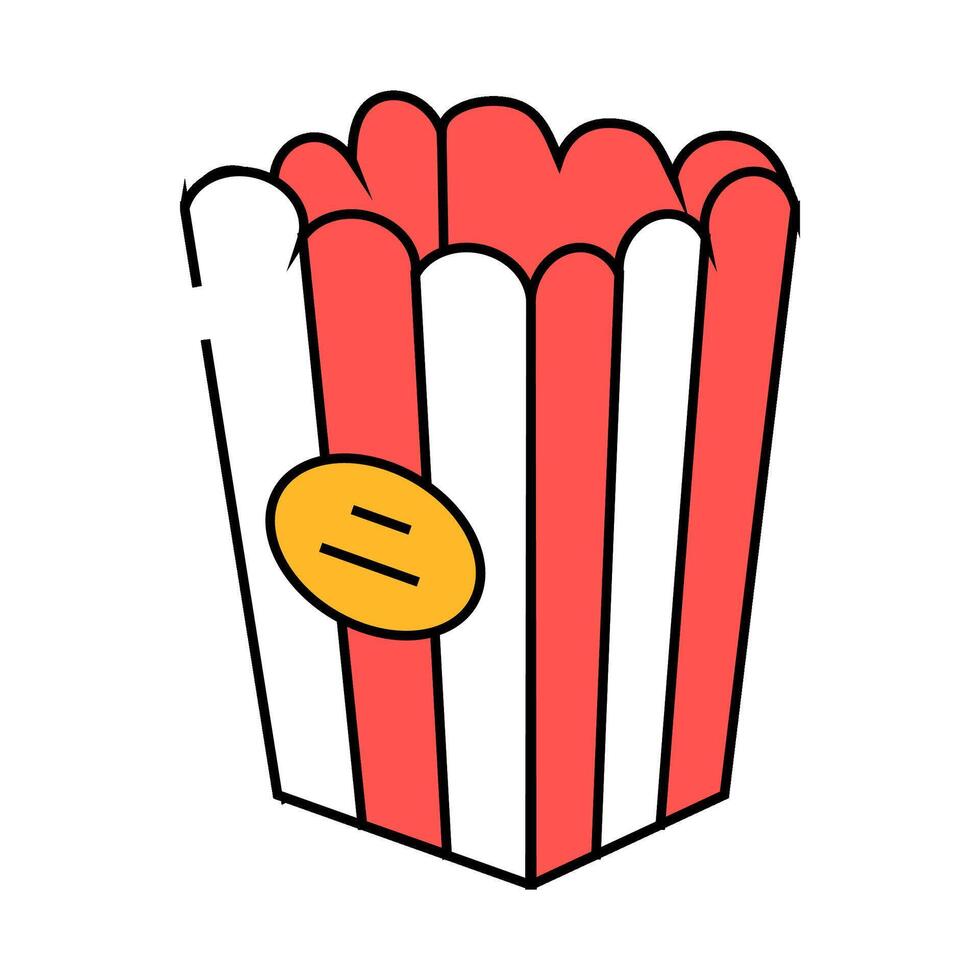 bucket popcorn box delicious icon color illustration vector