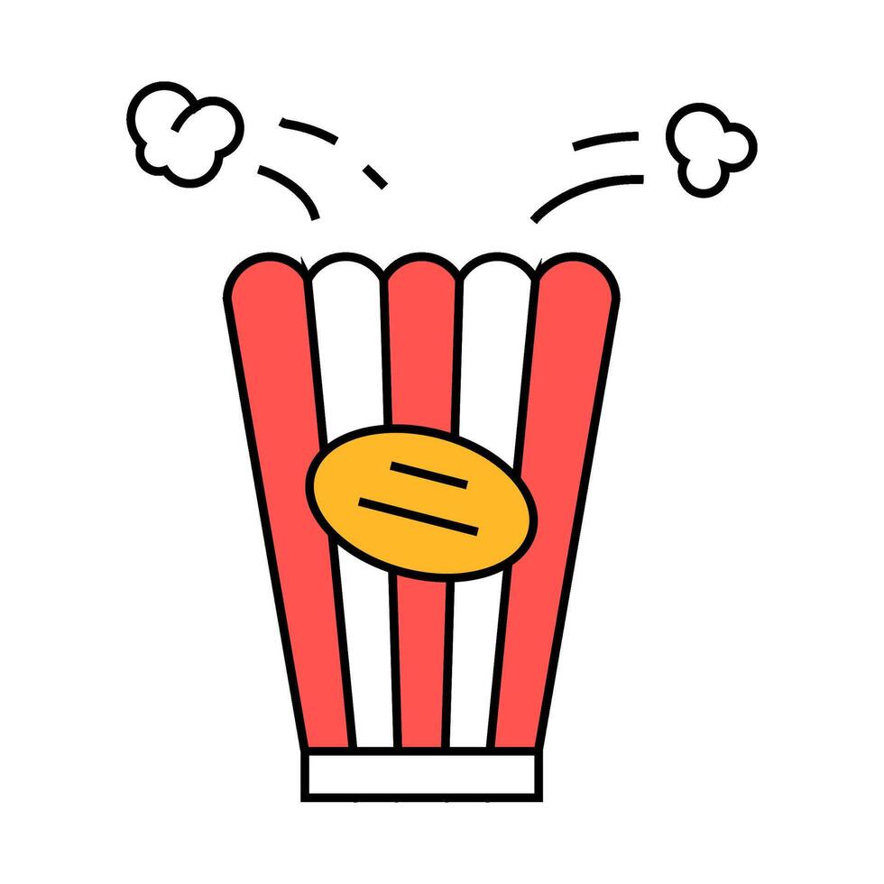 bucket popcorn red white icon color illustration vector