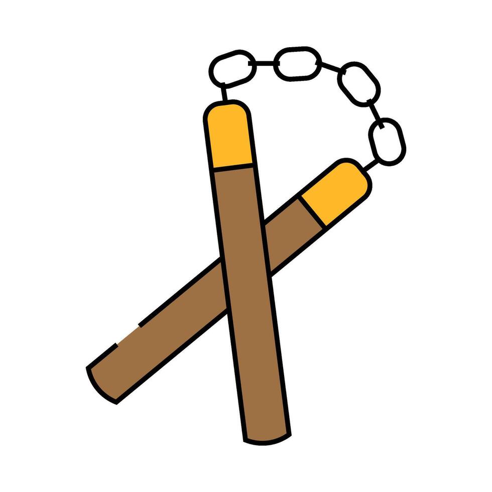 nunchucks weapon military icon color illustration vector