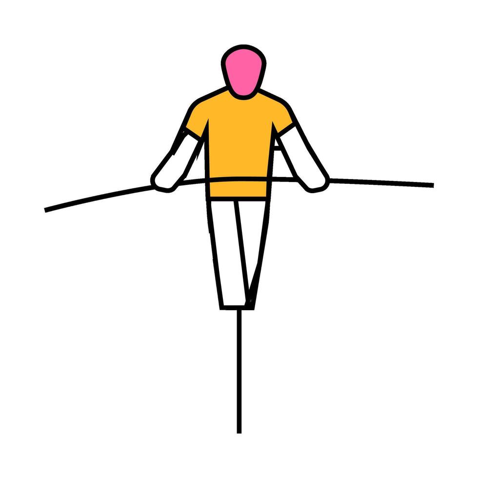 tightrope walker carnival vintage show icon color illustration vector