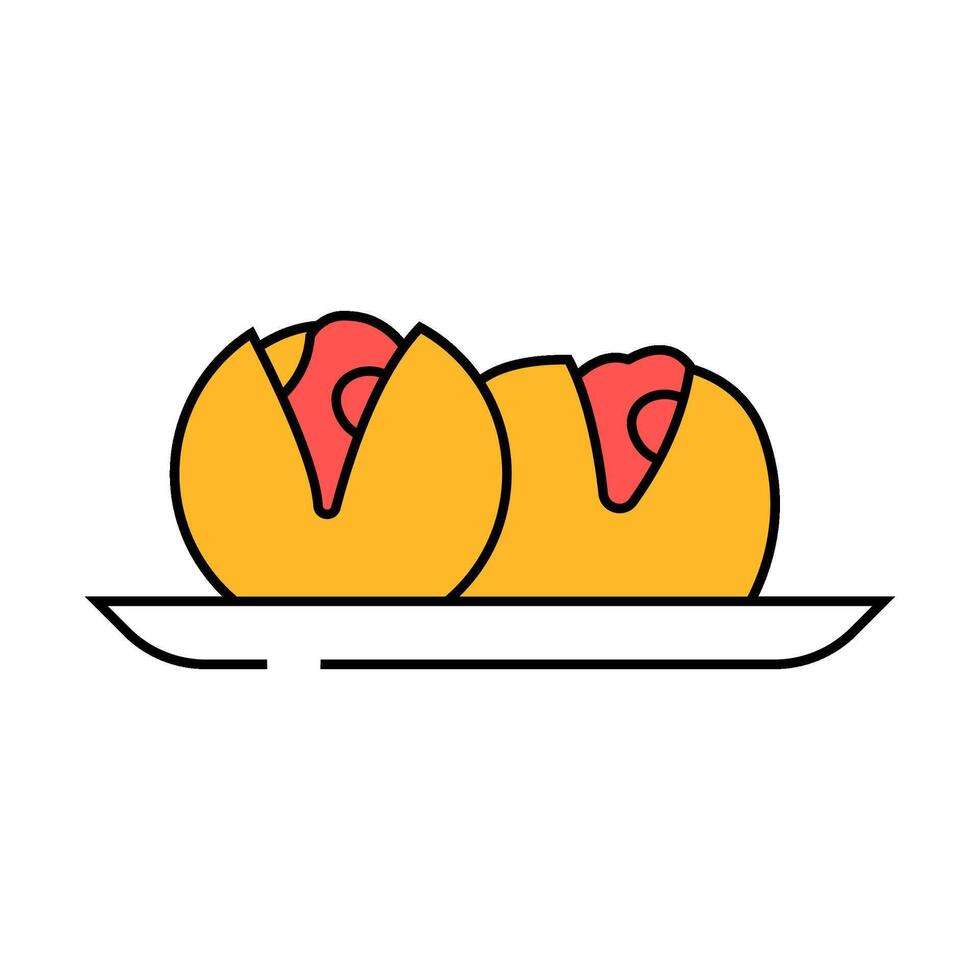 takoyaki japanese food icon color illustration vector