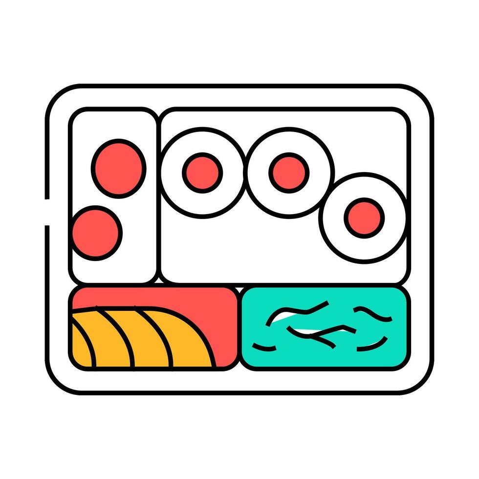 bento box japanese food icon color illustration vector