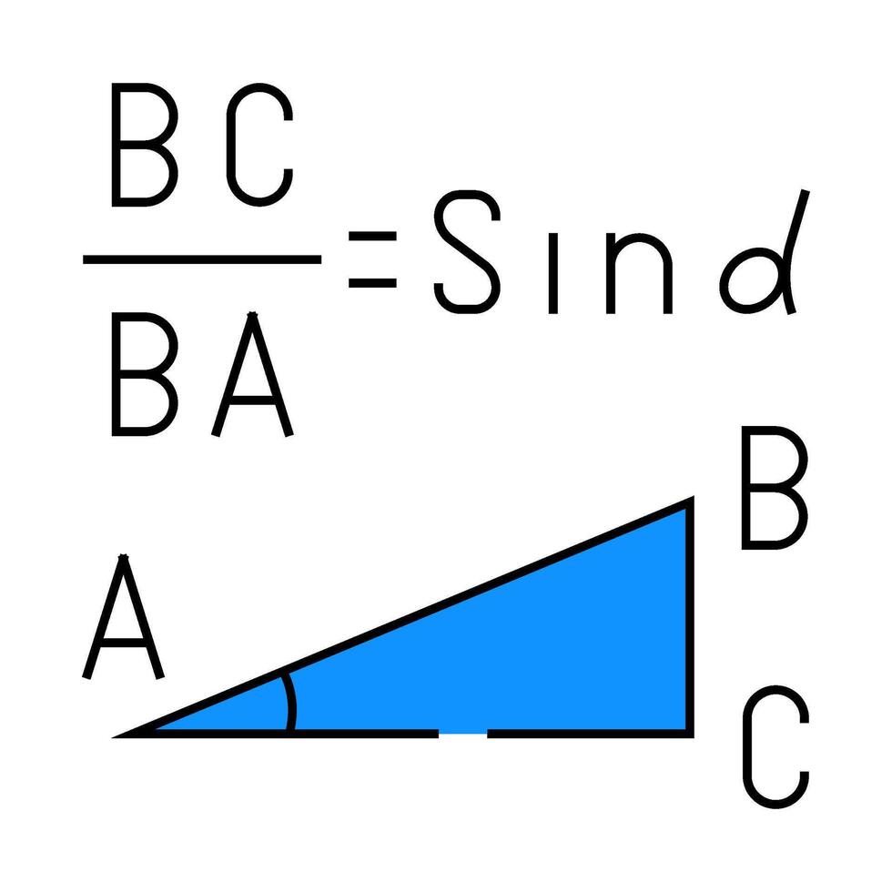 trigonometry math science education icon color illustration vector