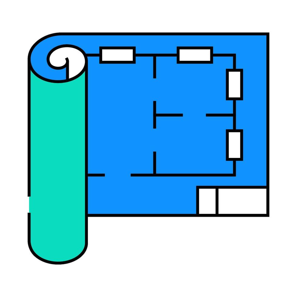 blueprint roll civil engineer icon color illustration vector