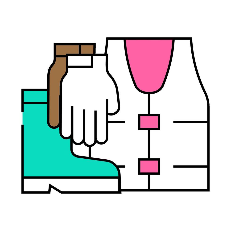 protective clothing tool work icon color illustration vector