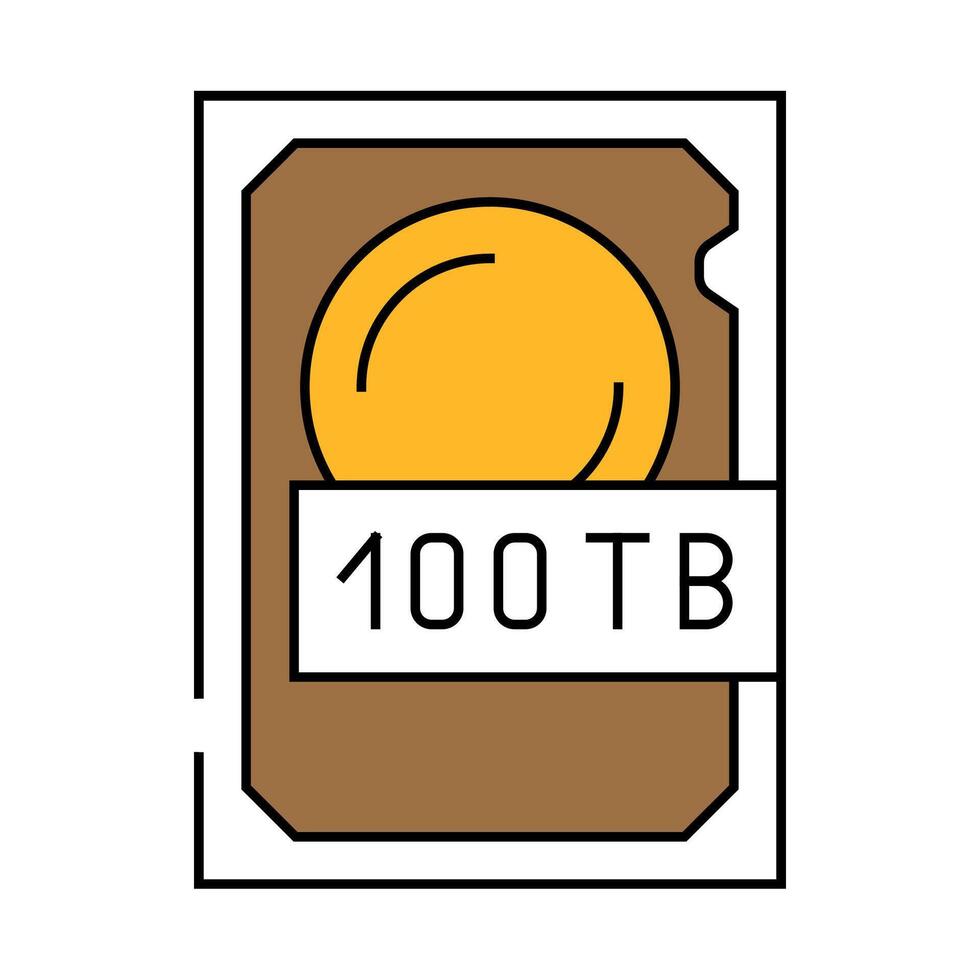 100 terabyte hard drive future technology icon color illustration vector