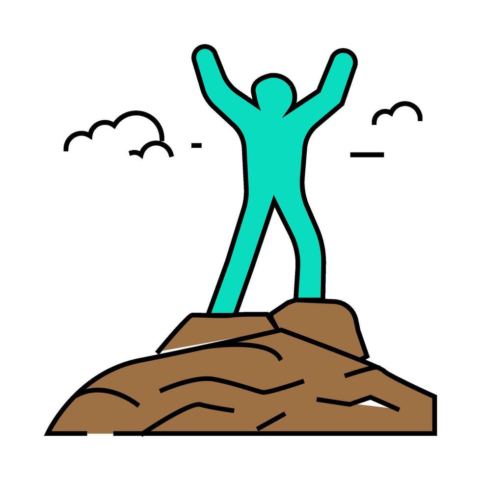 mountaineer on the top adventure icon color illustration vector