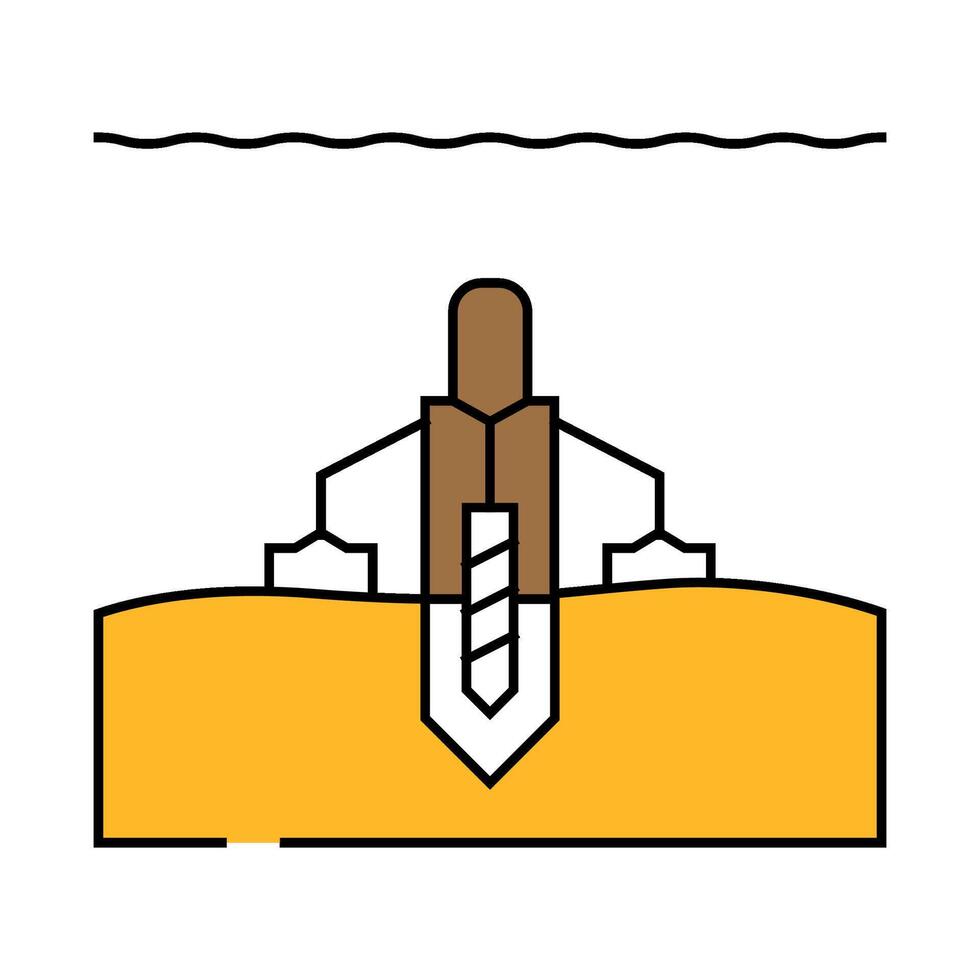 offshore drilling petroleum engineer icon color illustration vector