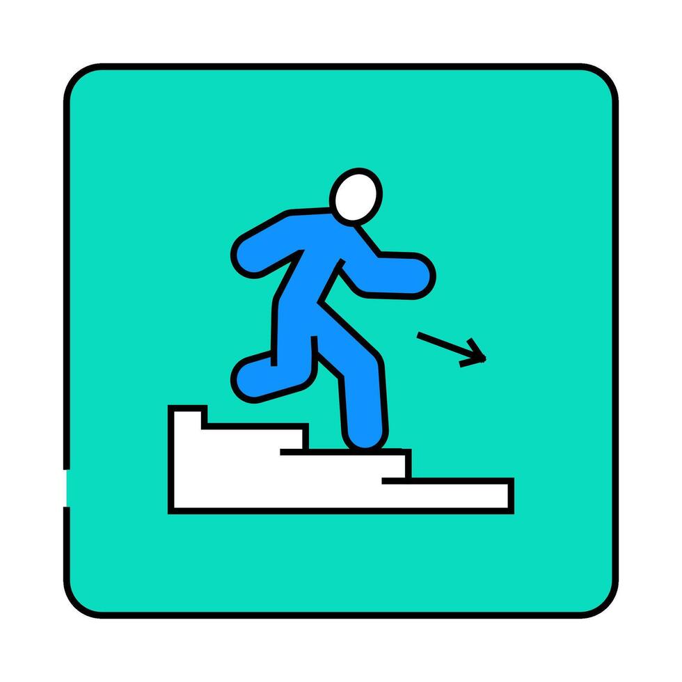 staircase down evacuation emergency icon color illustration vector