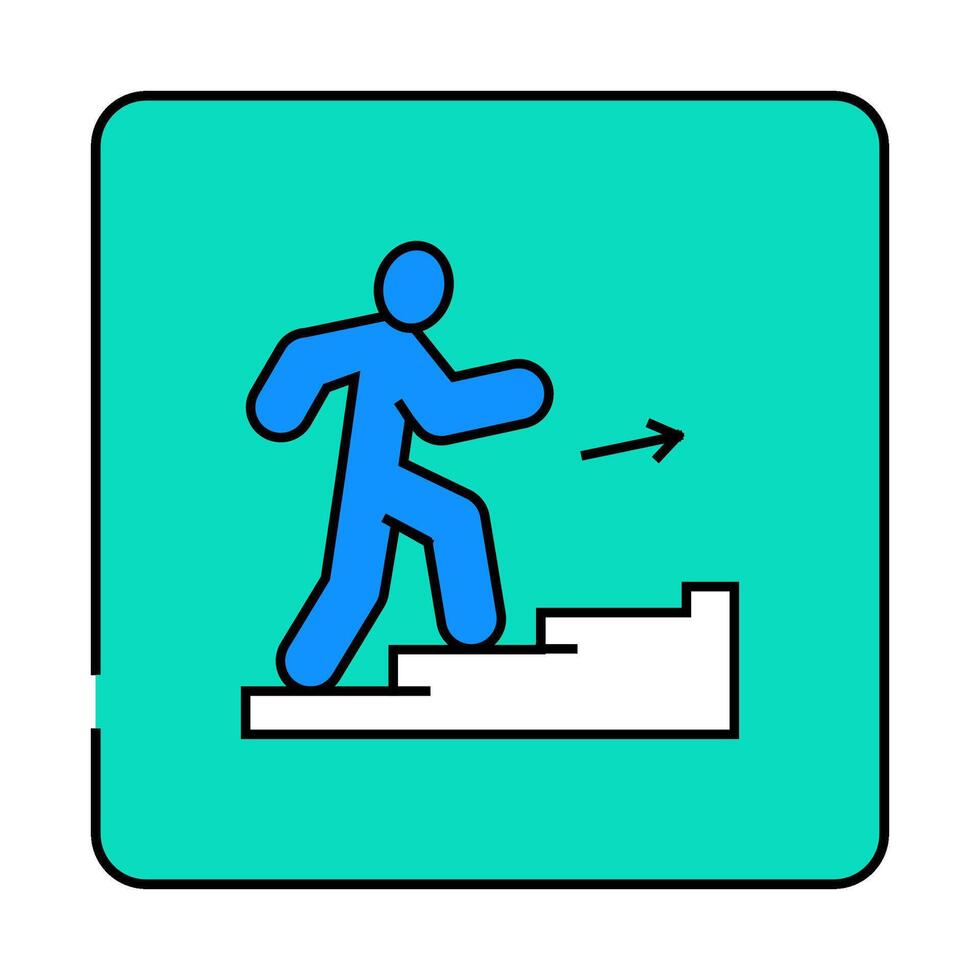 stairway up evacuation emergency icon color illustration vector