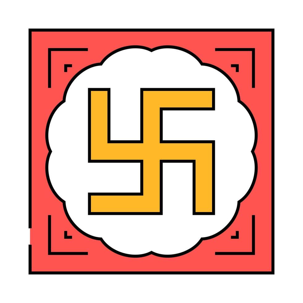 swastika hinduism icon color illustration vector