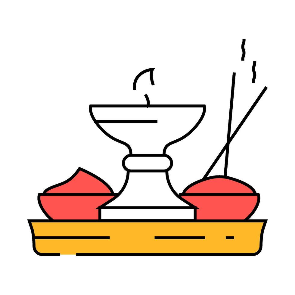 puja thali icon color illustration vector