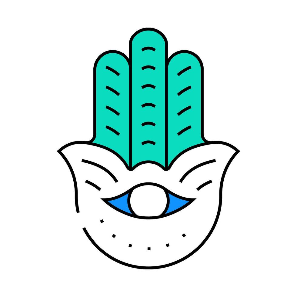 hamsa hand jewish icon color illustration vector