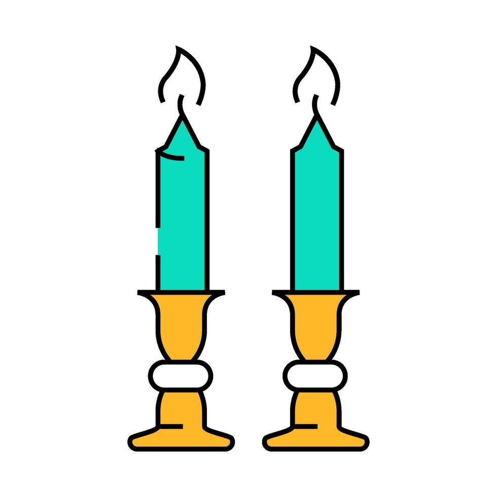 shabbat candles jewish icon color illustration vector
