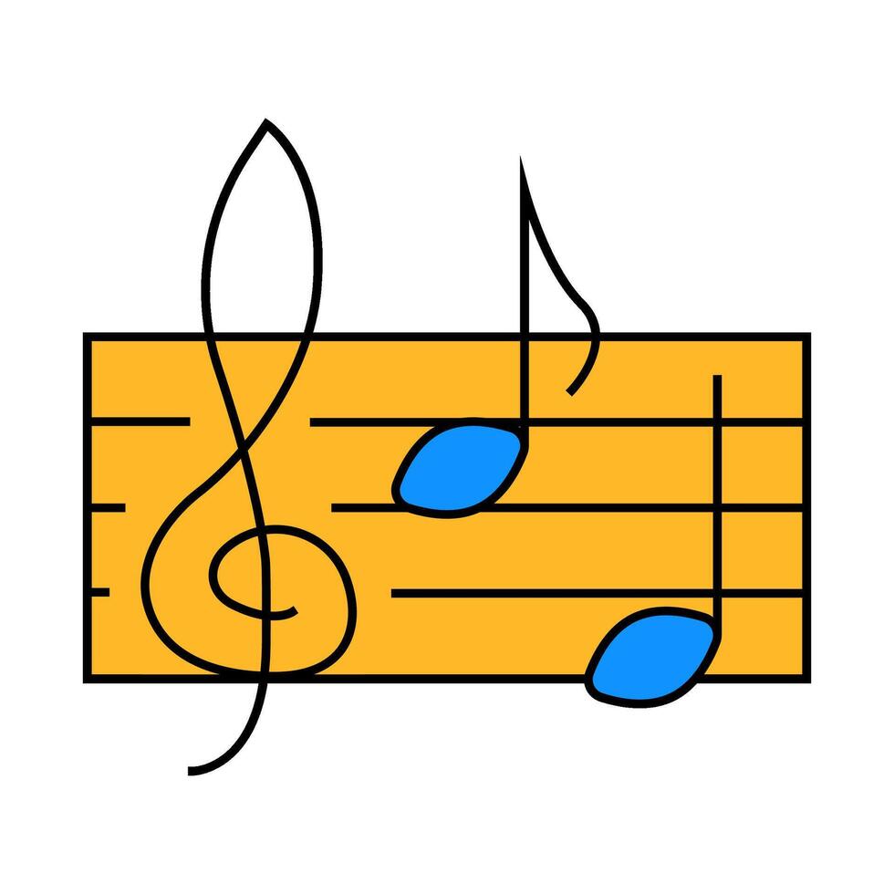 music notes retro icon color illustration vector