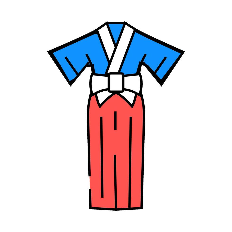 miko shrine maiden shintoism icon color illustration vector