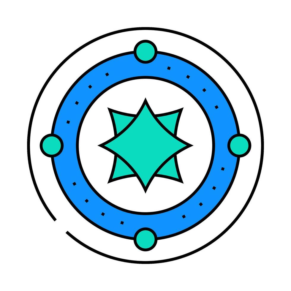 yata mirror shintoism icon color illustration vector