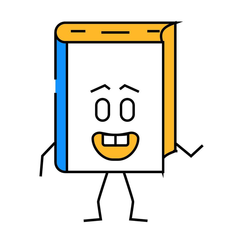 cute book character icon color illustration vector