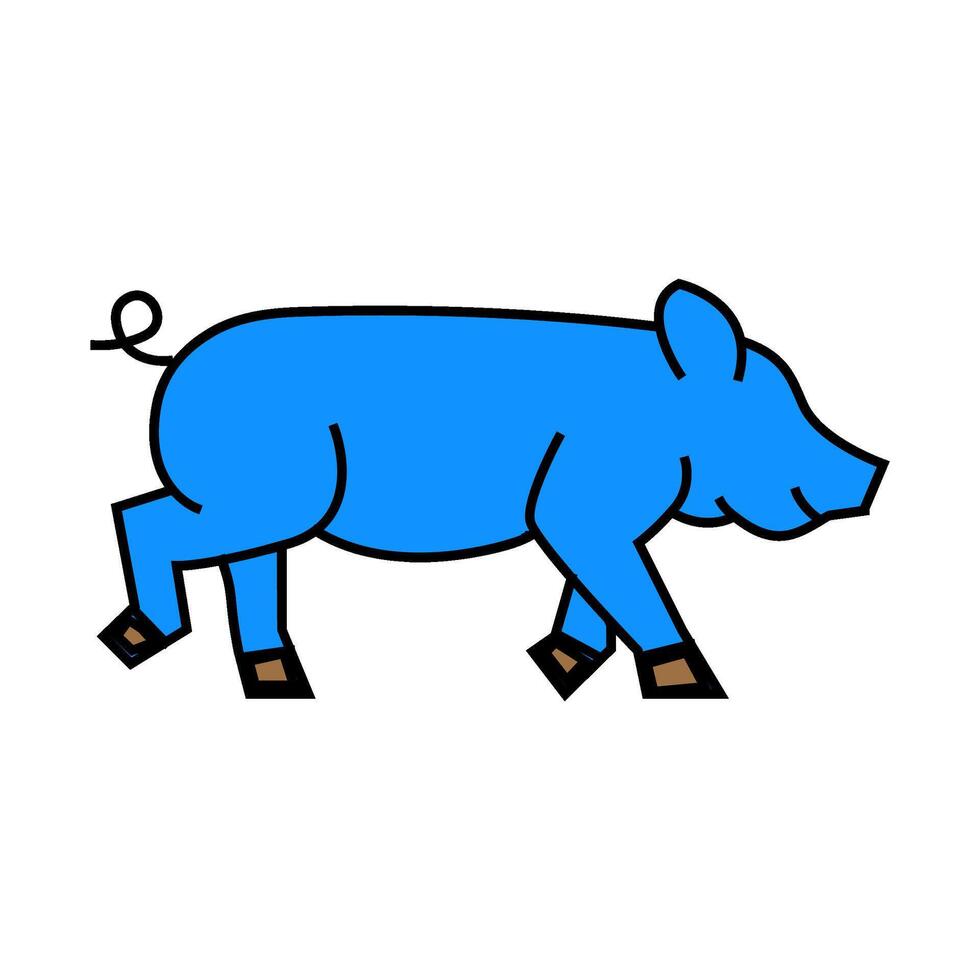 running pig farm icon color illustration vector