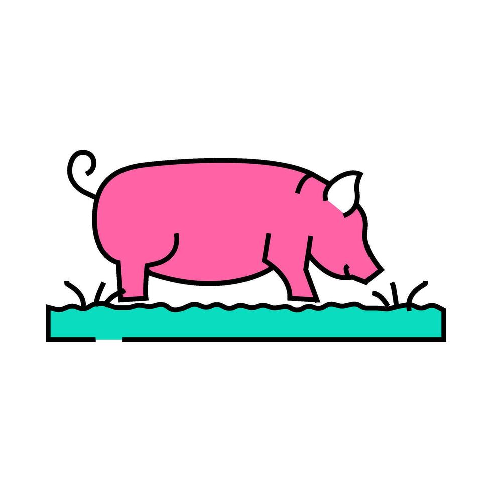 pig field animal icon color illustration vector