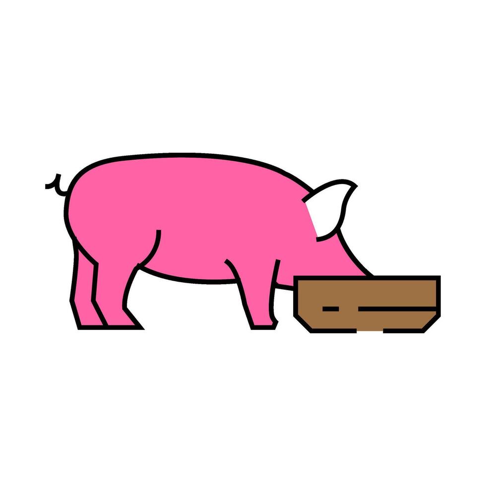 pig feeding farm icon color illustration vector