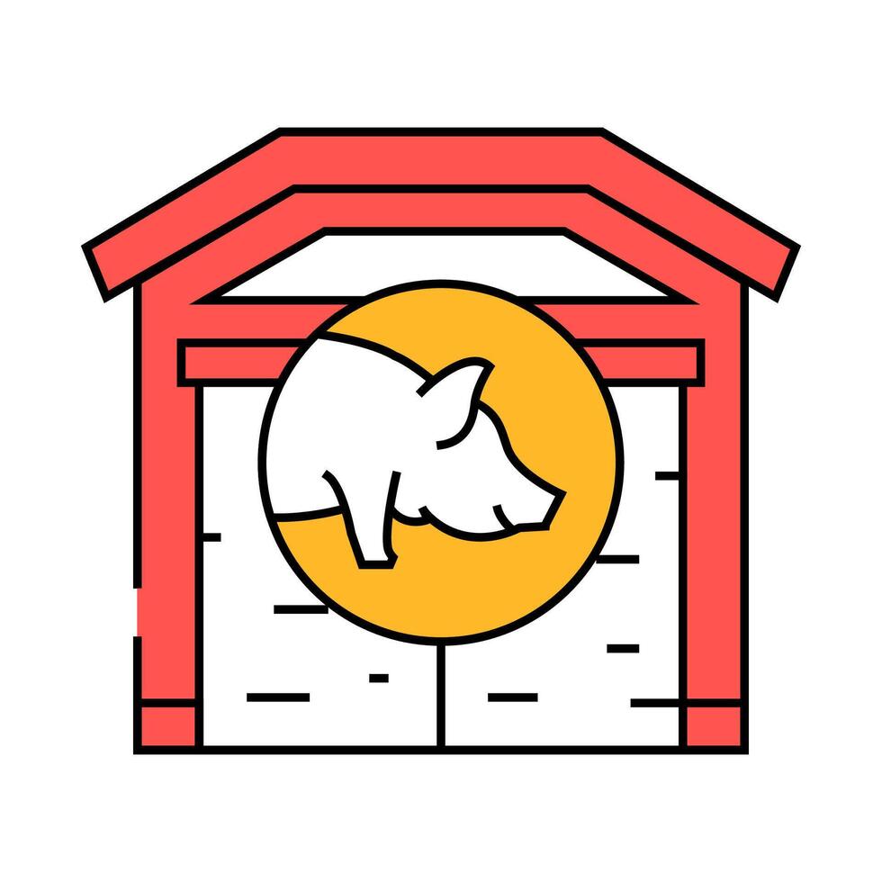 pig farm icon color illustration vector