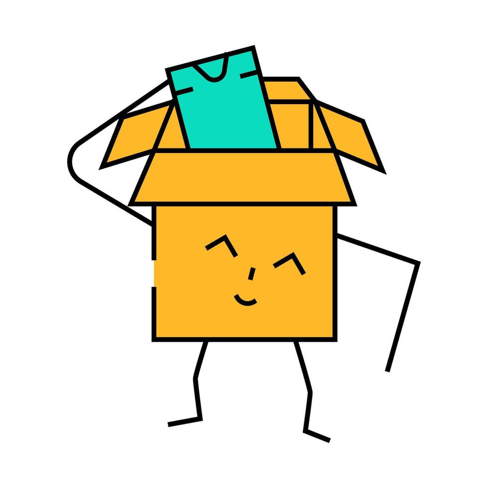 take out cardboard box character icon color illustration vector