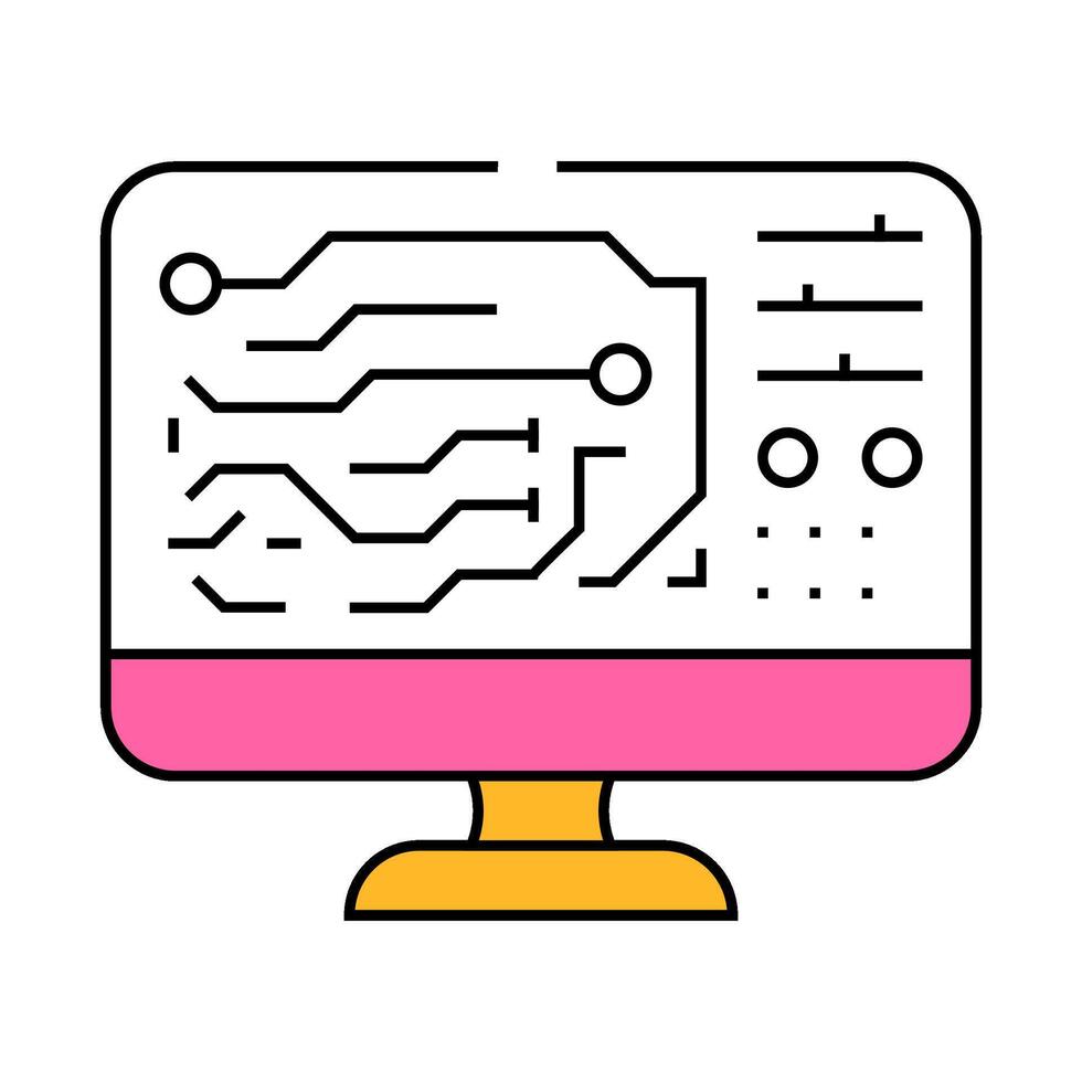 printed circuit design electronics icon color illustration vector