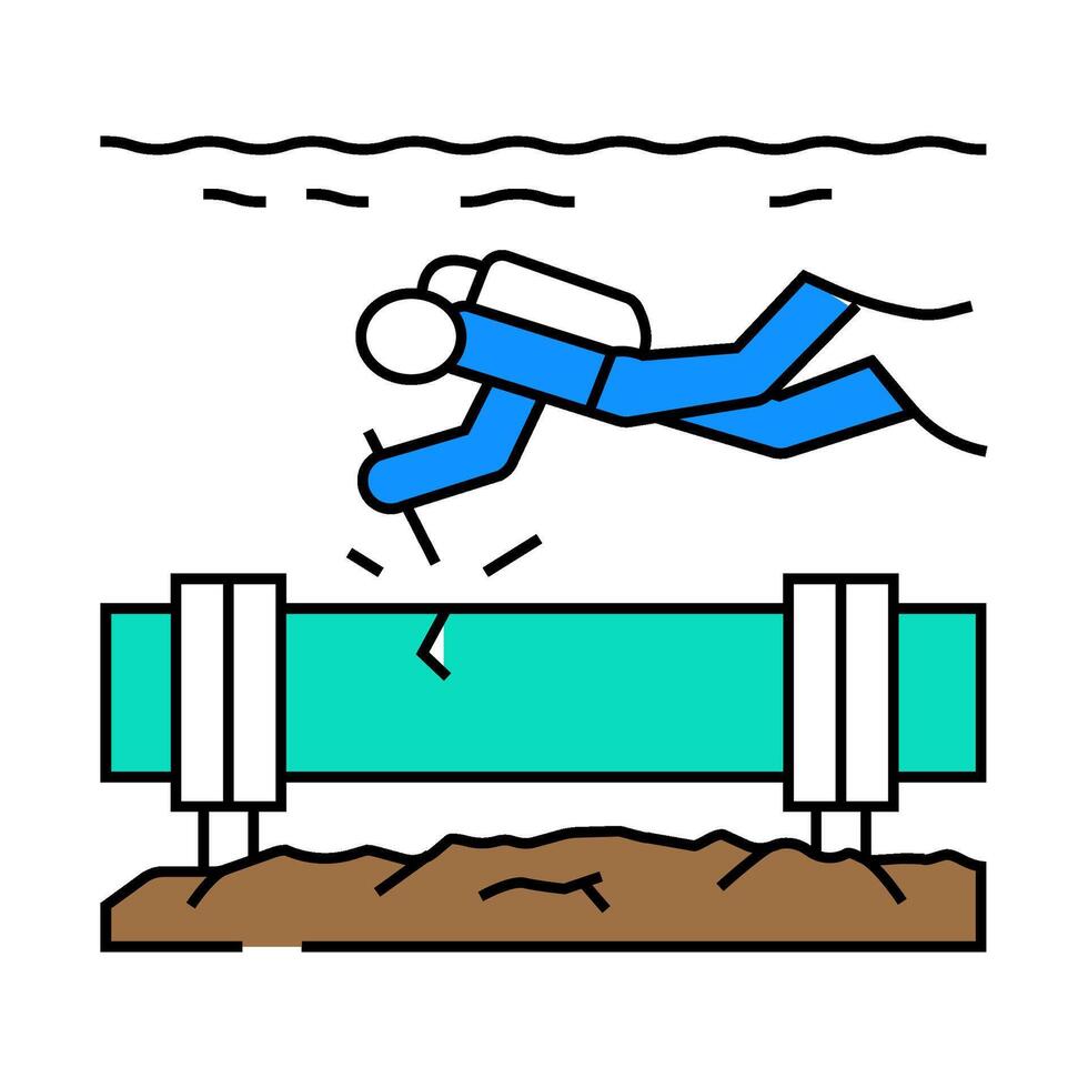 underwater welding ship icon color illustration vector