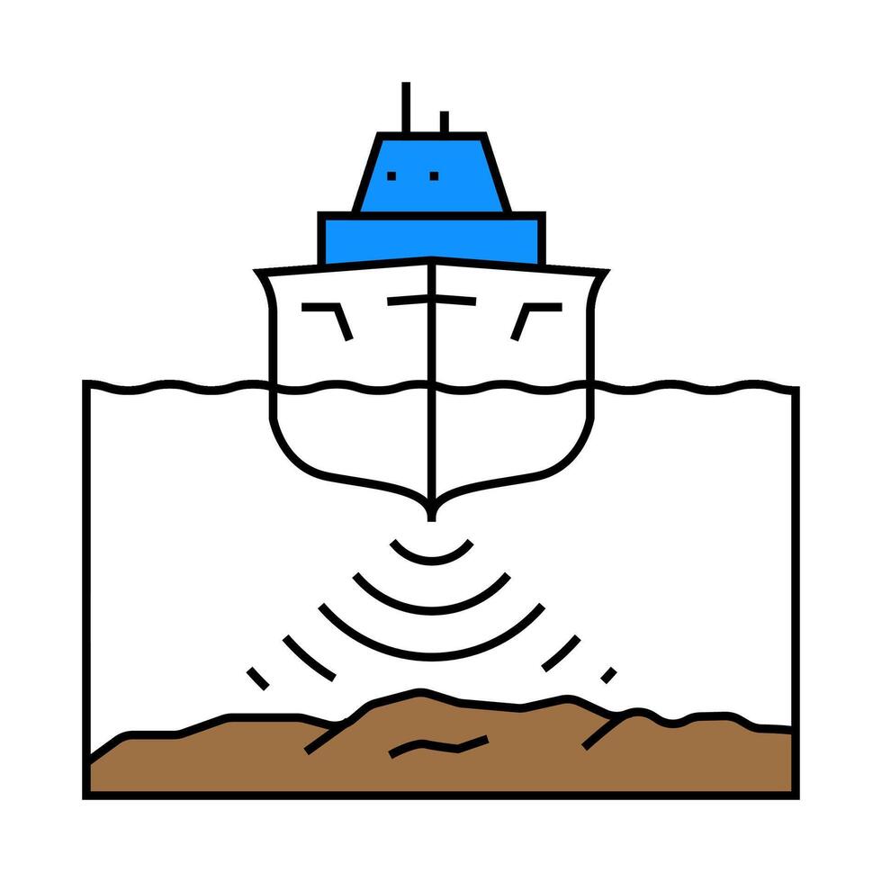 marine noise pollution icon color illustration vector