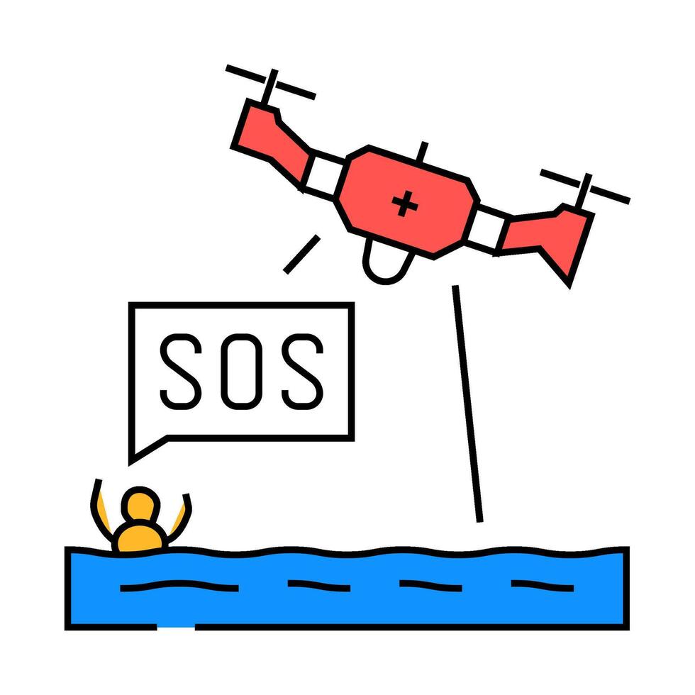 search rescue drone icon color illustration vector