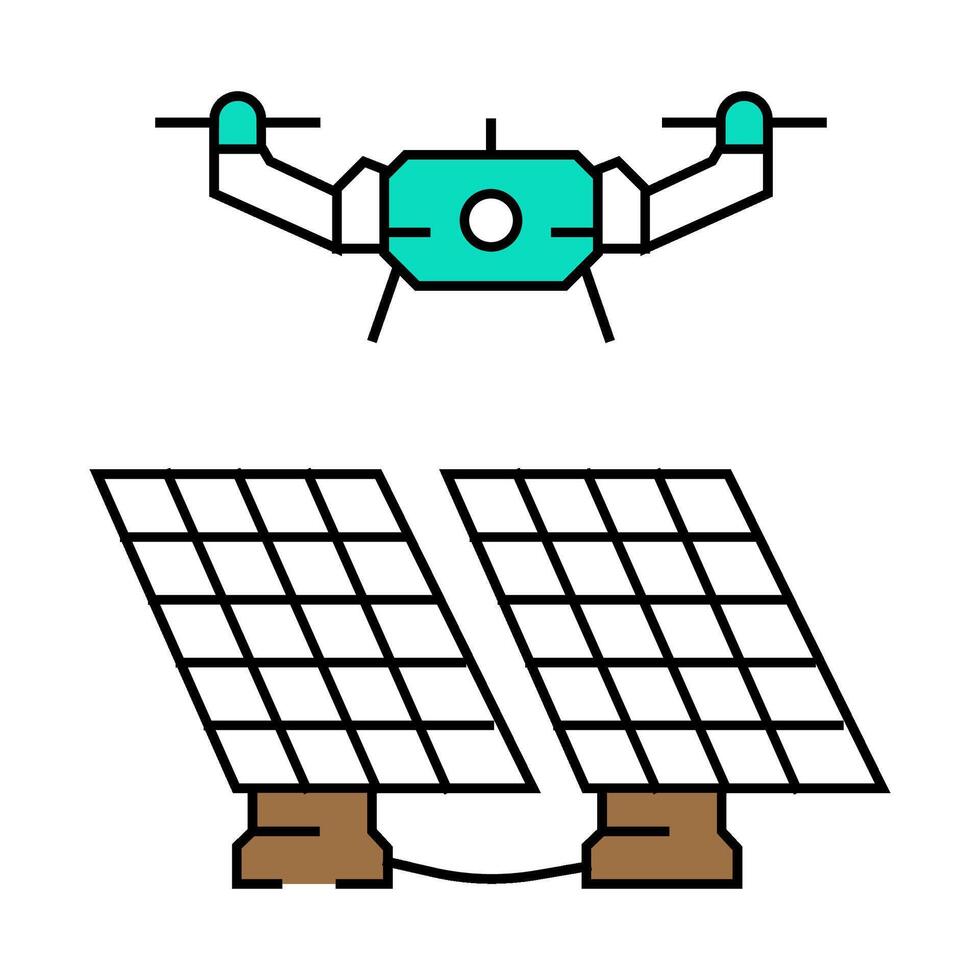 infrastructure survey drone icon color illustration vector