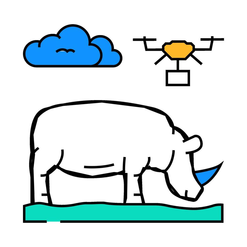 wildlife conservation drone icon color illustration vector